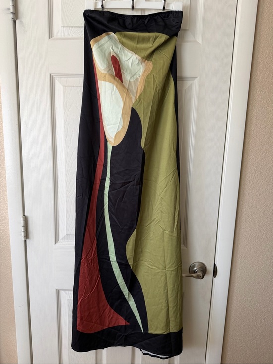 Commense Dresses & Skirts - Commense Abstract Floral Panel Strapless Dress in Black, Olive, Red, Cream